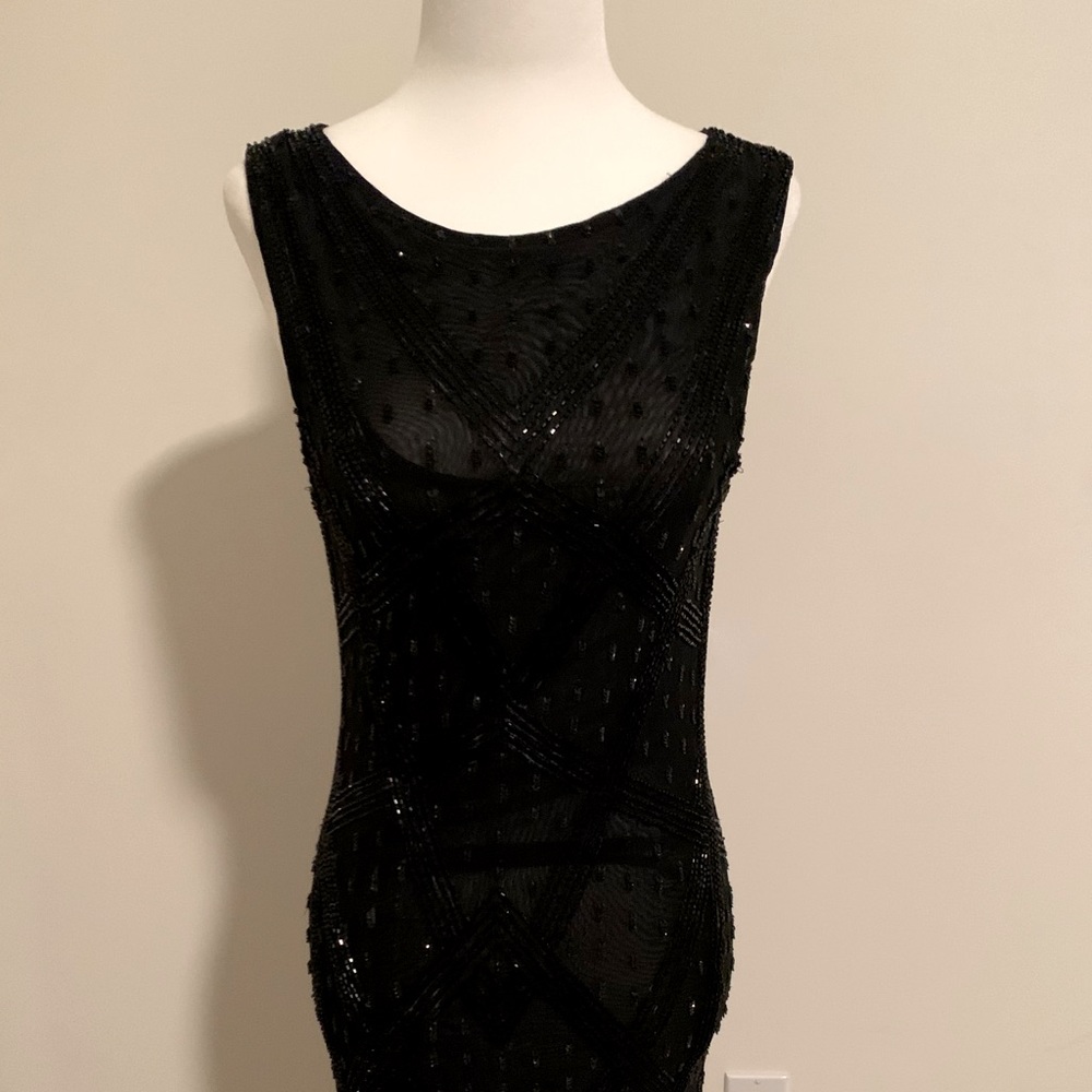 Alice + Olivia Black beaded cocktail dress